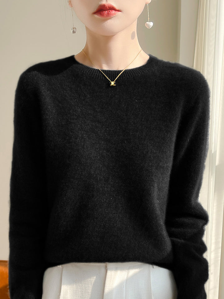 Damen Luxuriöser Kuschelstrick-Pullover mit Rundhals und Mohair-Optik Drune