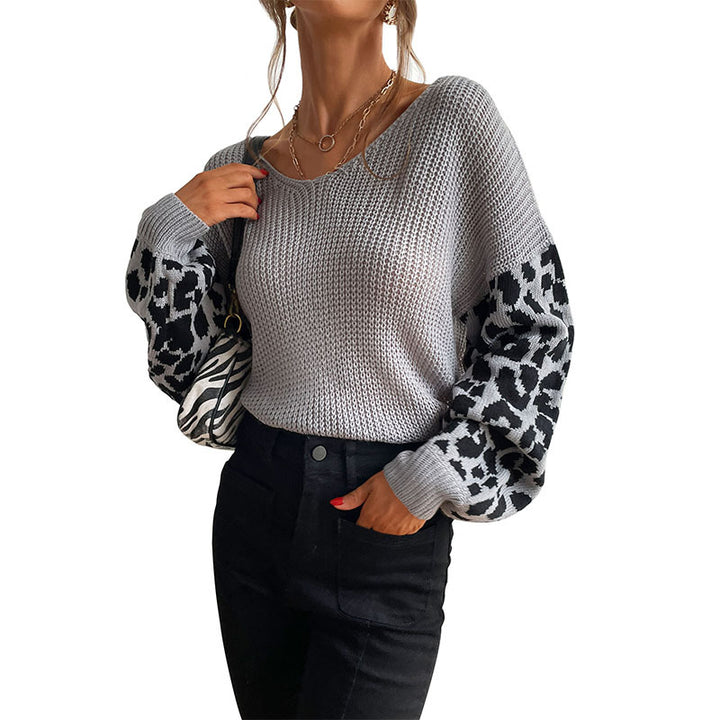 Damen Stylish Rippstrickpullover mit Karomuster Drune