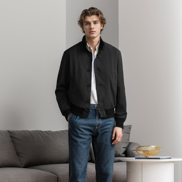 Herren Casual-Bomberjacke mit hohem Kragen und praktischen Taschen Drune