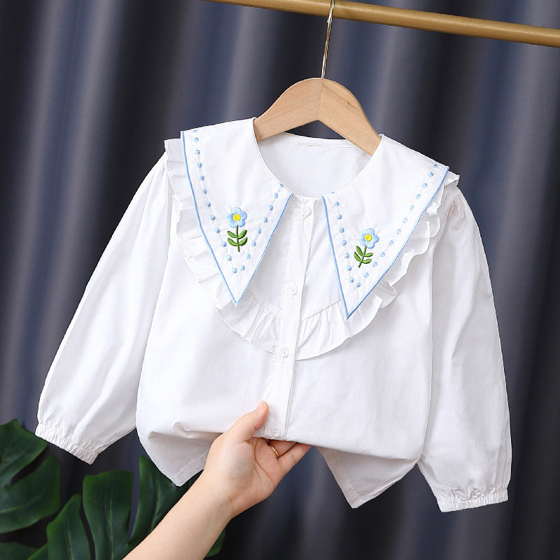 Mädchen Rüschenbluse mit besticktem Kragen Drune