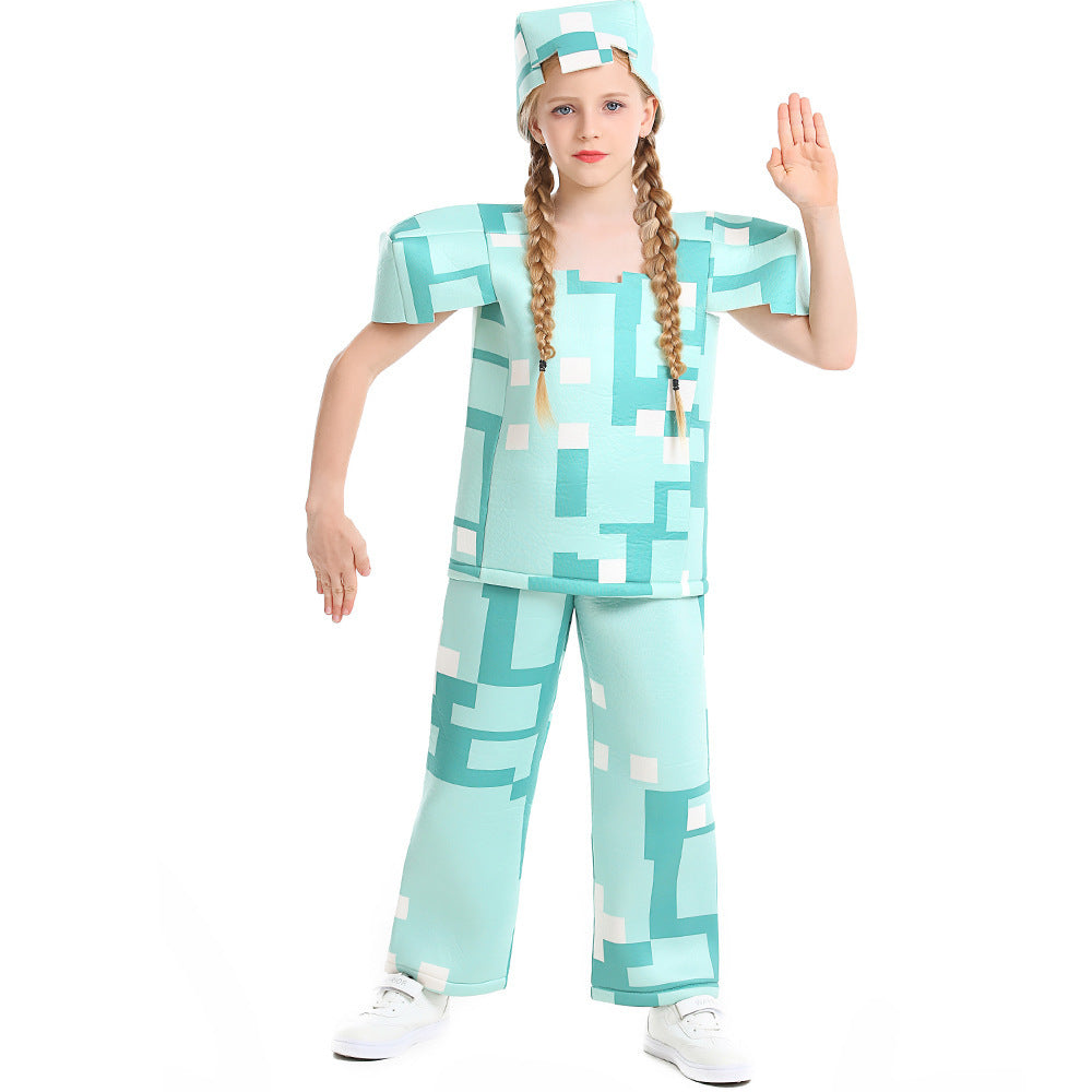 Mädchen Minecraft Kostüm mit geometrischem Muster und lässiger Passform Drune