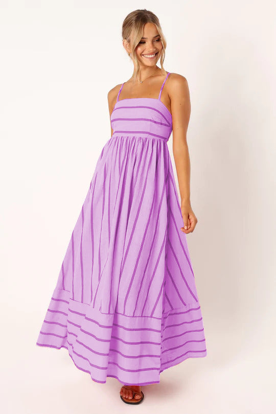 Damen Maxikleid aus gestreiftem Baumwollstoff Drune