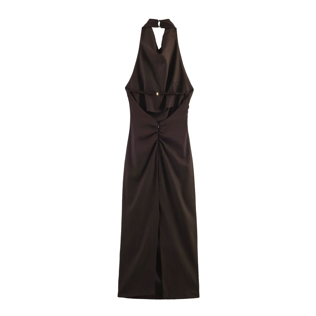 Damen Maxikleid mit elegantem Drapierungsdesign Drune