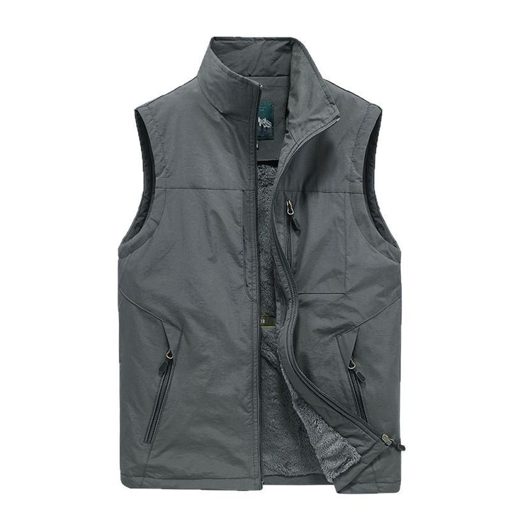 Herren Wattierte Fleecegefütterte Outdoor‑Weste mit Stehkragen und Reißverschlusstaschen Drune