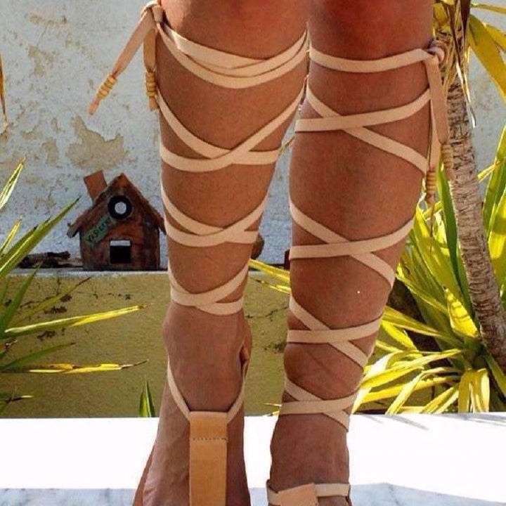 Damen Strand-Sandalen mit dekorativen Riemen und komfortabler Sohle Drune