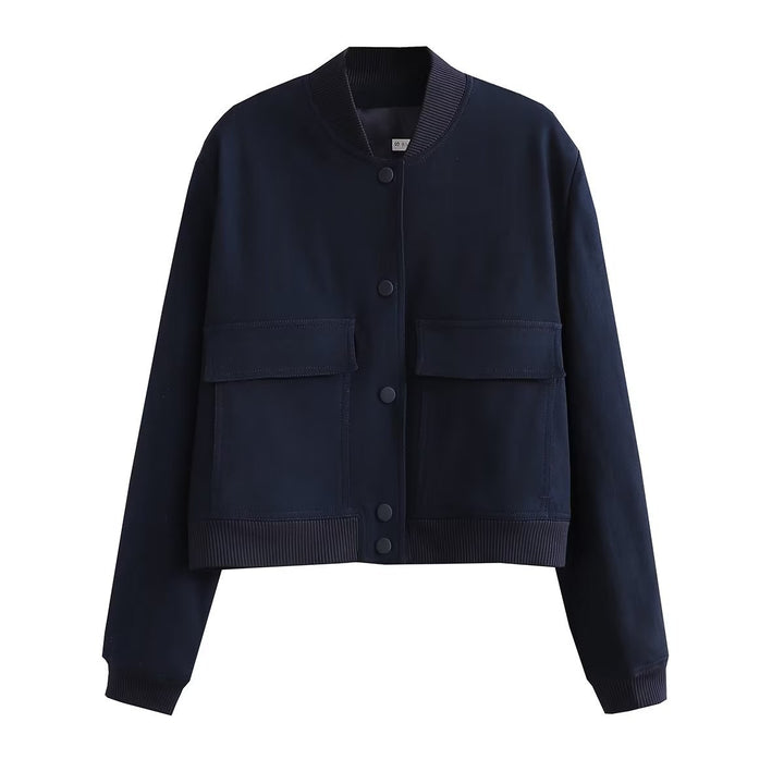 Damen Kurzblouson im Utility‑Stil mit Klappentaschen und Rippbündchen Drune