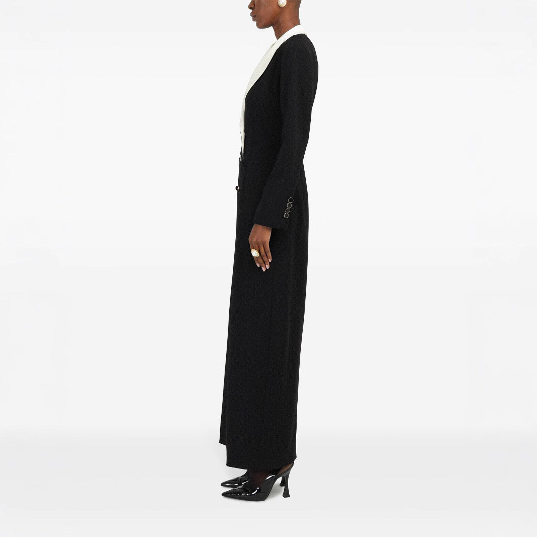 Damen Doppelreihiges Longblazer-Kleid mit taillierter Silhouette und Kontrastrevers Drune