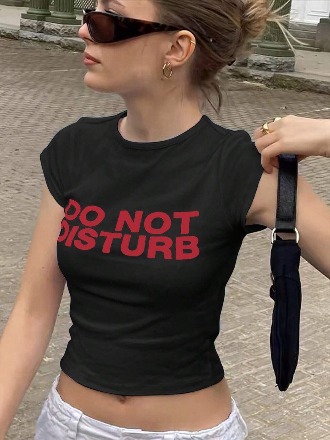 Damen Crop-T-Shirt mit auffälligem Grafiken-Design und frechem Statementdruck Drune