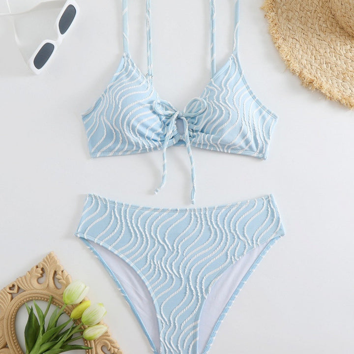 Damen Triangelbikini mit verspieltem Wellenmuster und verstellbarem Oberteil Drune
