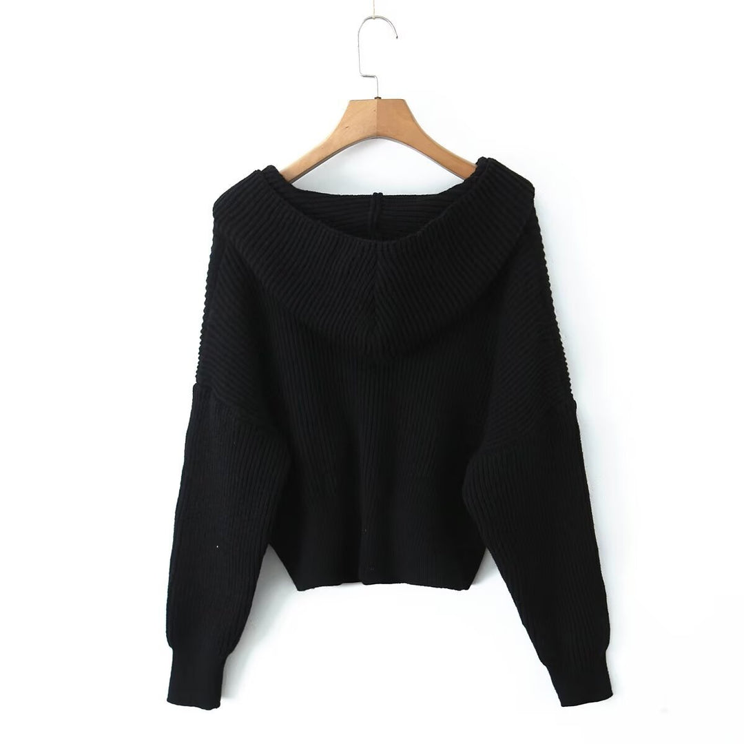 Damen lässige Strickjacke mit Kapuze und praktischen Taschen Drune