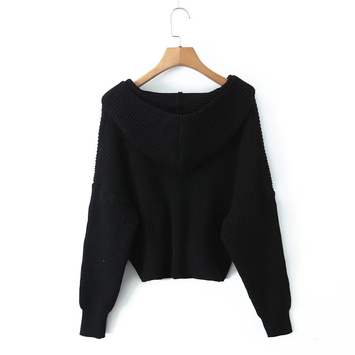 Damen lässige Strickjacke mit Kapuze und praktischen Taschen Drune