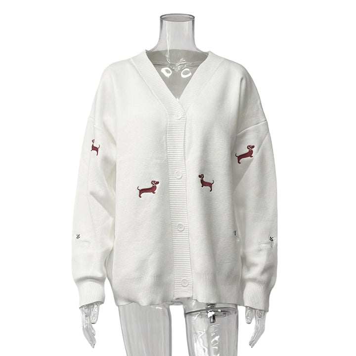 Damen kuscheliger Over-Sized Strickcardigan mit einzigartiger Stickerei Drune