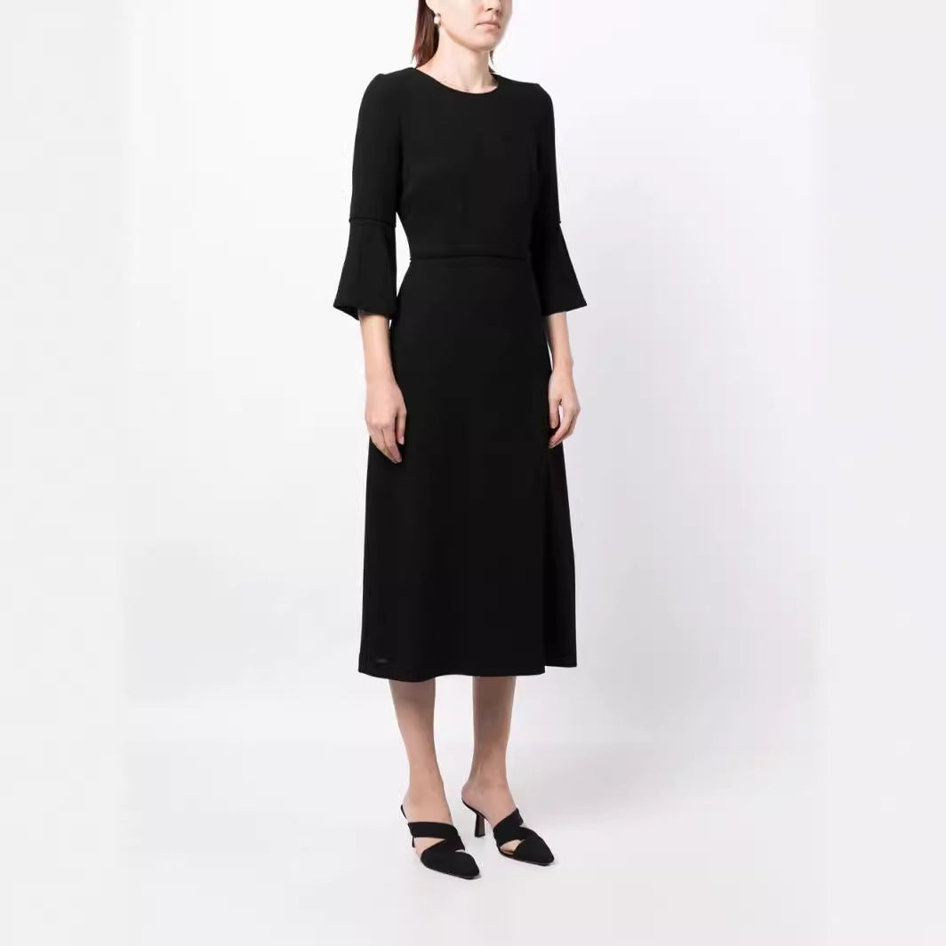 Damen Midikleid mit taillierter Silhouette und Trompetenärmeln Drune