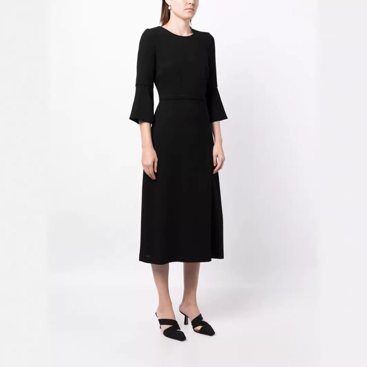 Damen Midikleid mit taillierter Silhouette und Trompetenärmeln Drune