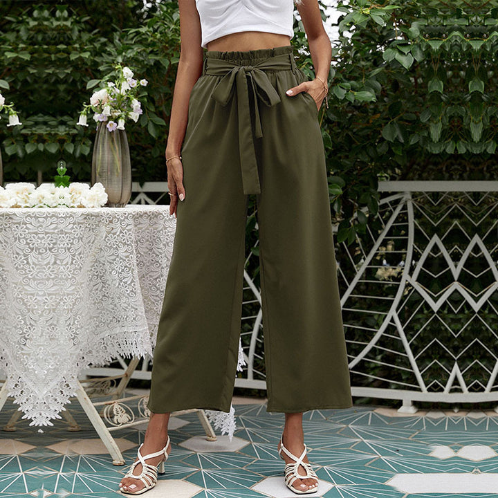 Damen Elegante Palazzo-Hose mit Taillengürtel Drune