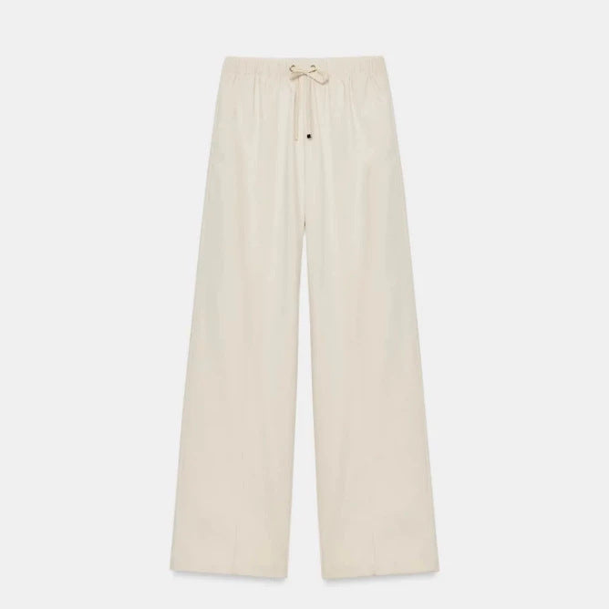 Damen Weite High-Waist-Hose mit elastischem Bund und Kordelzug Drune