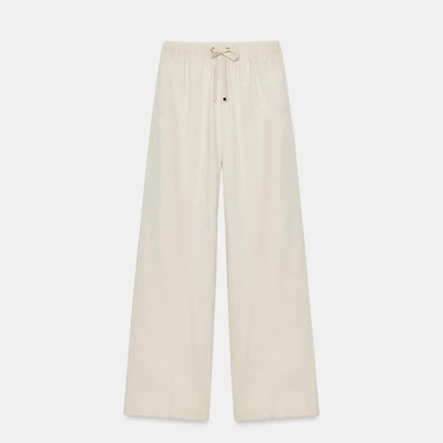Damen Weite High-Waist-Hose mit elastischem Bund und Kordelzug Drune