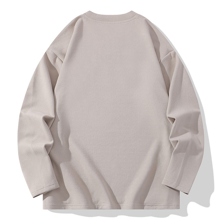 Herren Oversize-Langarmshirt aus strukturierter Baumwollmischung mit Brusttaschen-Detail Drune