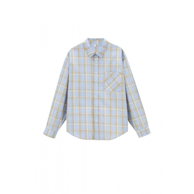 Unisex Boxy-kariertes Overshirt mit Hemdkragen und aufgesetzter Brusttasche Drune