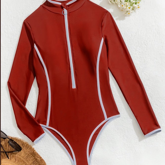 Damen Schwimmanzug mit langem Arm und stylischem Reißverschluss Drune