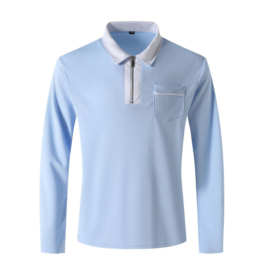 Herren Langarm-Poloshirt mit Halbzip, Kontrastkragen & Brusttasche Drune