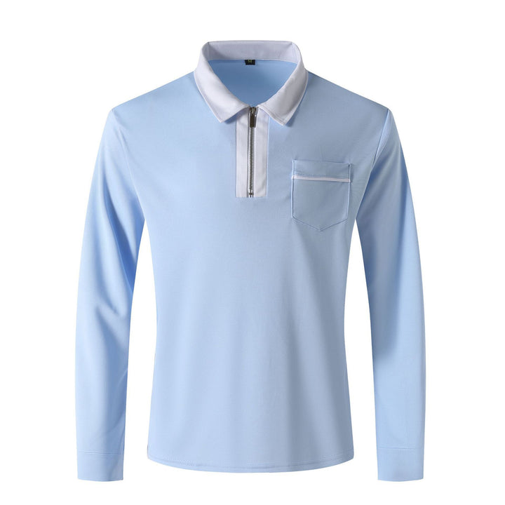 Herren Langarm-Poloshirt mit Halbzip, Kontrastkragen & Brusttasche Drune