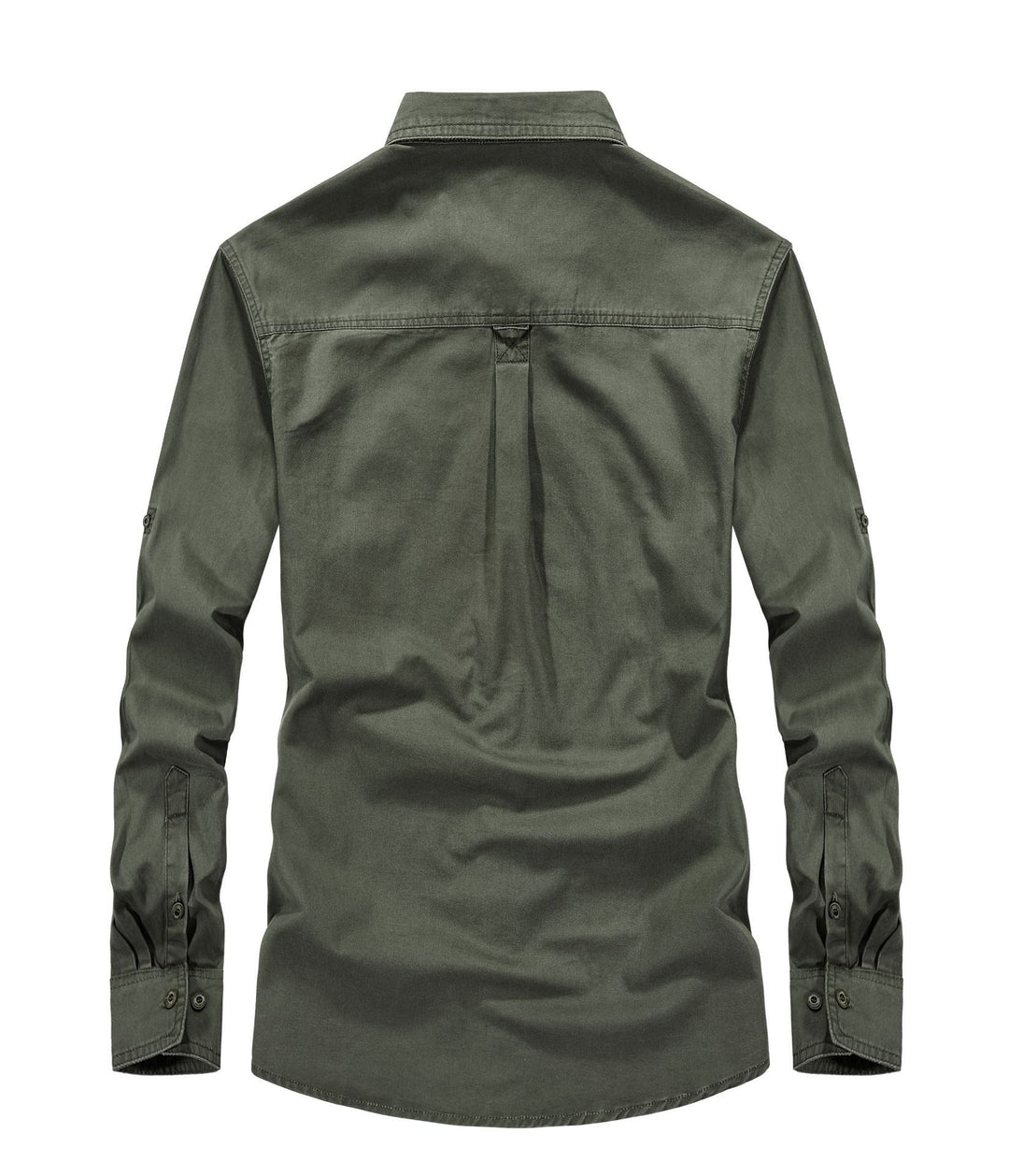 Herren Canvas-Utility-Fieldhemd mit Pattentaschen, Stehkragen und Ärmel-Rollfunktion Drune
