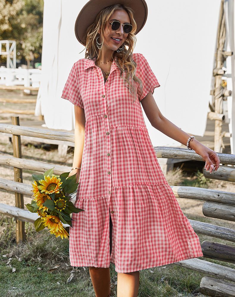Drune | Hemdkragen kariertes Kleid