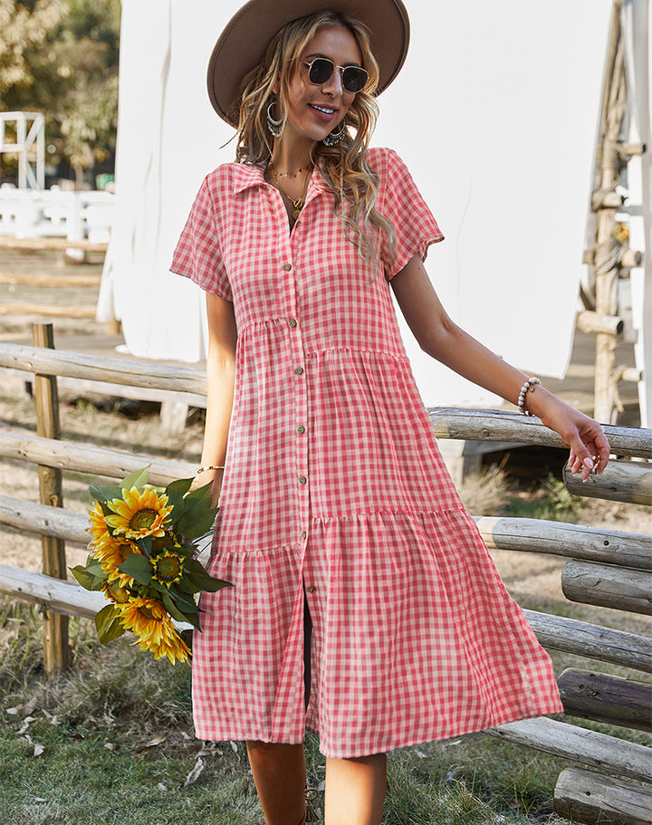 Drune | Hemdkragen kariertes Kleid