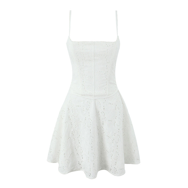 Damen luftiges Spitzenkleid mit schwingendem Rock Drune