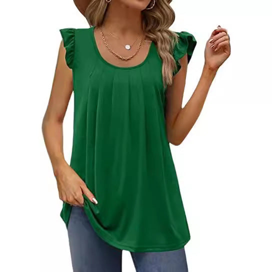 Damen luftiges Blusenshirt mit elegantem Rüschendesign Drune
