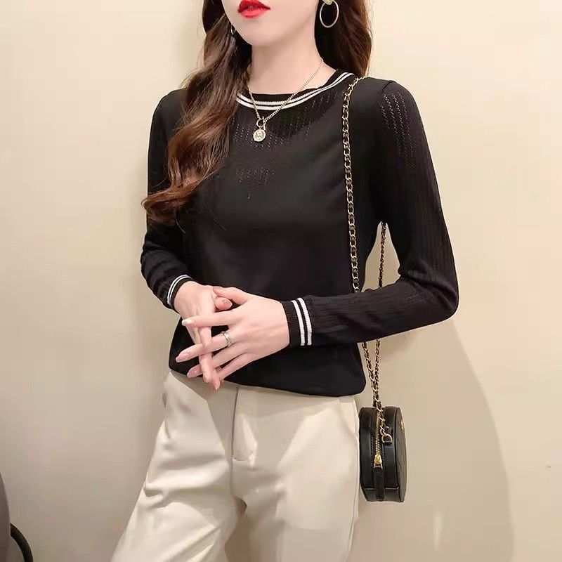Damen lässiges Longsleeve-Shirt mit modischem Streifenmuster Drune