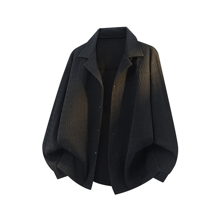 Damen Leicht strukturierte Oversize-Hemdjacke mit Reverskragen & Druckknopffront Drune