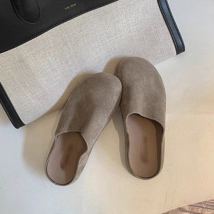 Damen Geschlossene Veloursleder-Pantolette mit gepolstertem Komfortfußbett Drune