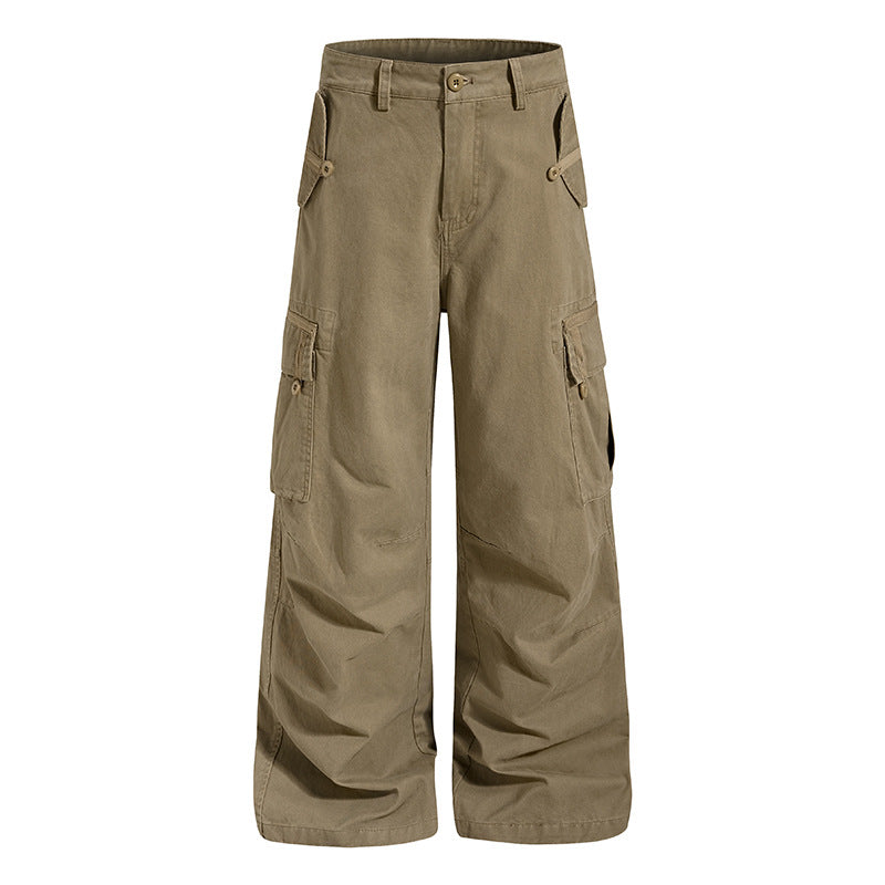 Damen Weite Cargo-Culottehose mit hoher Taille und Multi-Taschen Drune