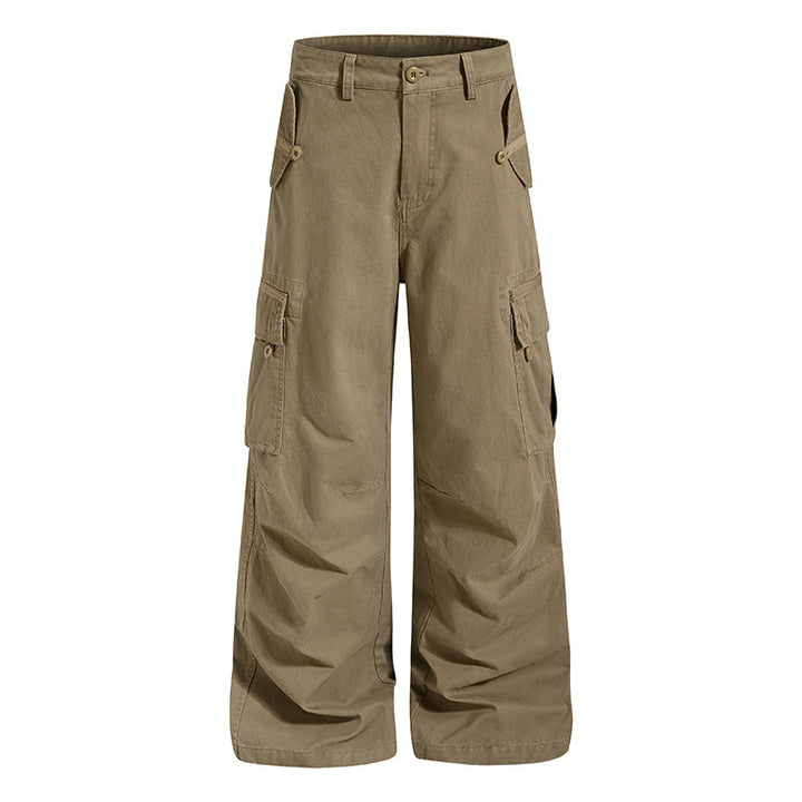 Damen Weite Cargo-Culottehose mit hoher Taille und Multi-Taschen Drune