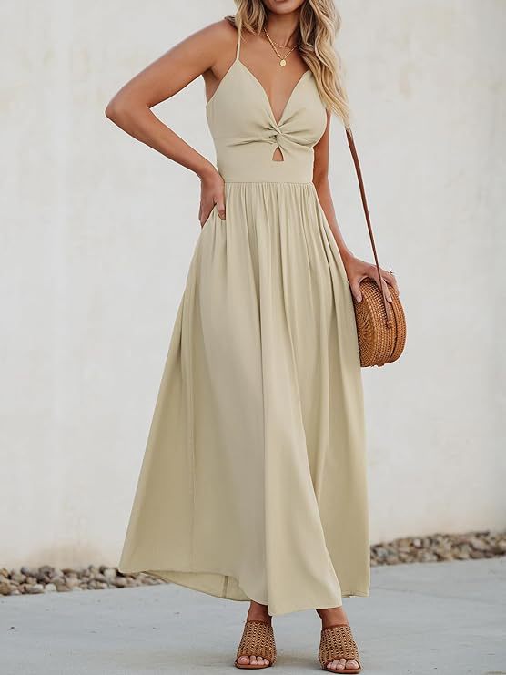 Damen Maxikleid mit schickem Knotendetail und fließendem Schnitt Drune