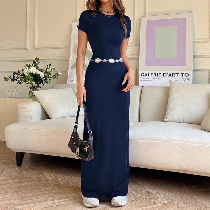 Damen Figurbetontes Maxikleid mit V-Ausschnitt Drune