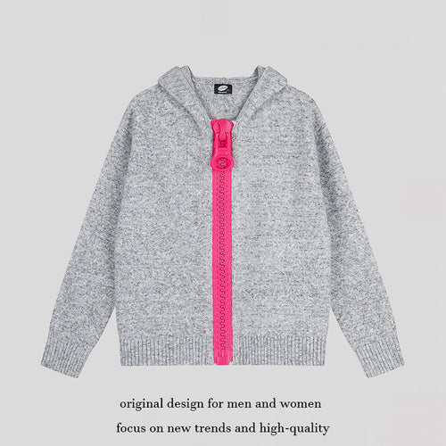 Damen Kapuzen-Strickjacke mit übergroßem Reißverschluss und softem Mohair-Mix Drune