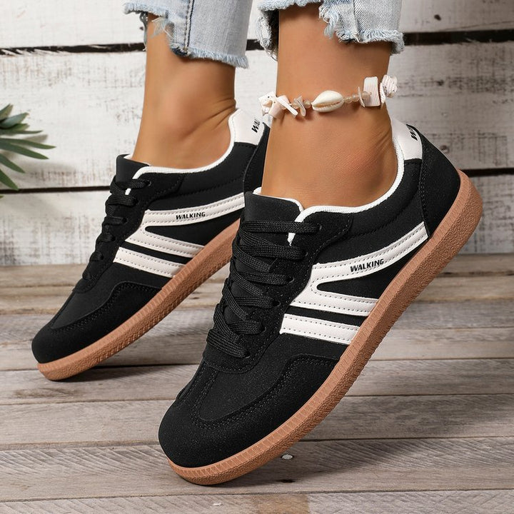 Damen Retro-Sneaker mit Veloursleder-Optik, gepolstertem Komfortfußbett und profilierter Gummilaufsohle Drune
