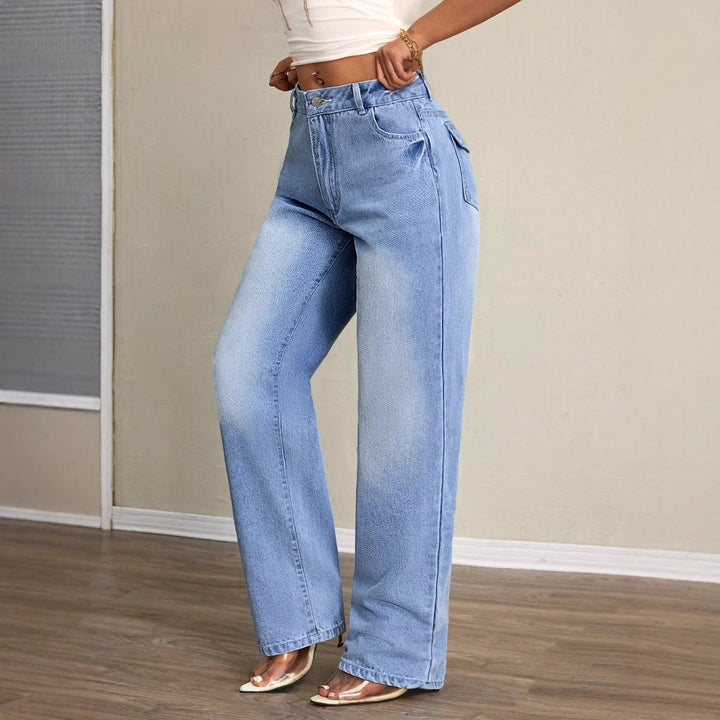 Damen weit geschnittene Jeans mit hohem Bund und lässigem Schnitt Drune