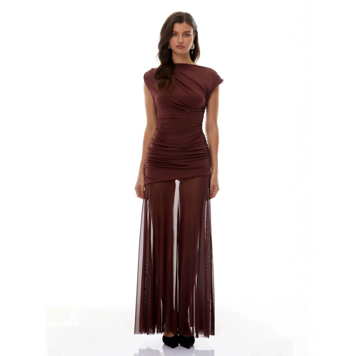 Damen Elegantes Wickelkleid mit Rüschendetails Drune