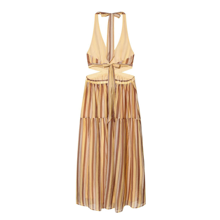 Damen Midikleid mit trendigen Cut-Outs und aufregendem Streifenmuster Drune