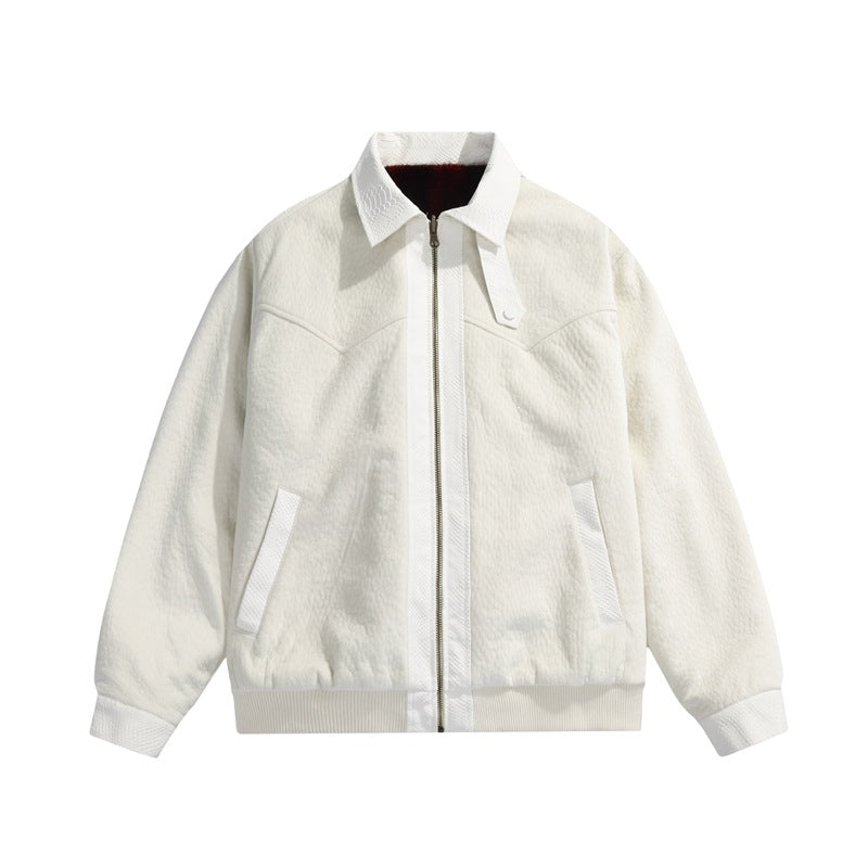 Herren Teddy-Fleece-Boxy-Jacke mit Hemdkragen, durchgehendem Metallreißverschluss & geripptem Saum Drune