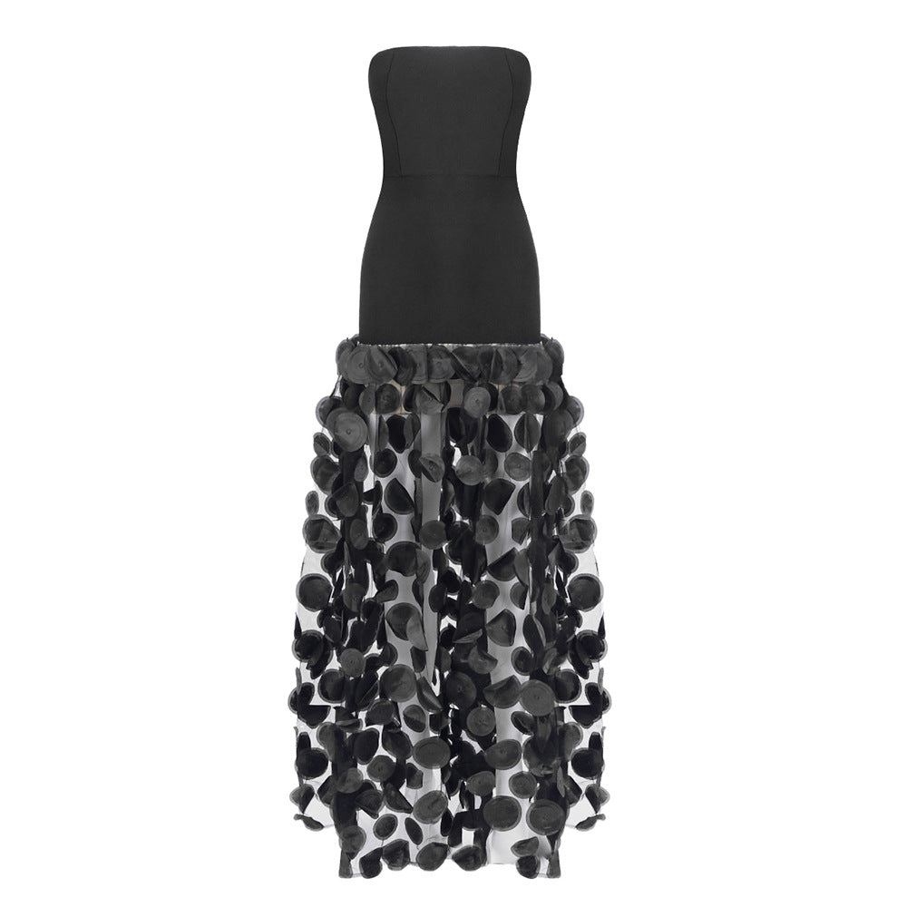 Damen Traumhaftes Tüll-Abendkleid ohne Ärmel und Volant-Design Drune