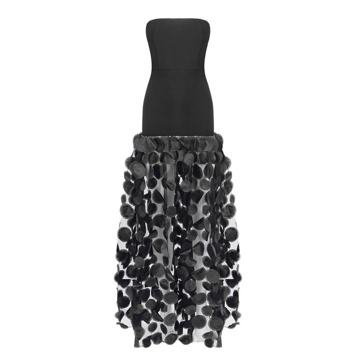 Damen Traumhaftes Tüll-Abendkleid ohne Ärmel und Volant-Design Drune