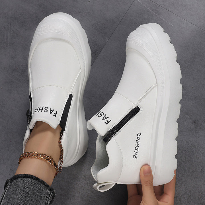 Damen nan Plateau-Sneaker mit seitlichem Reißverschluss, gepolstertem Komfortfußbett und profiliertem Laufprofil Drune