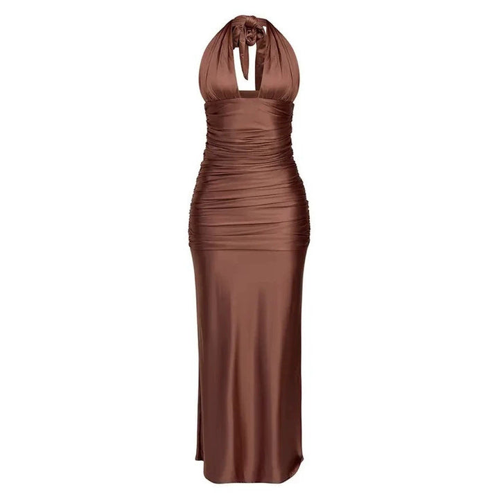 Damen Elegantes Wickelkleid mit tiefem V-Ausschnitt und figurformender Raffung Drune