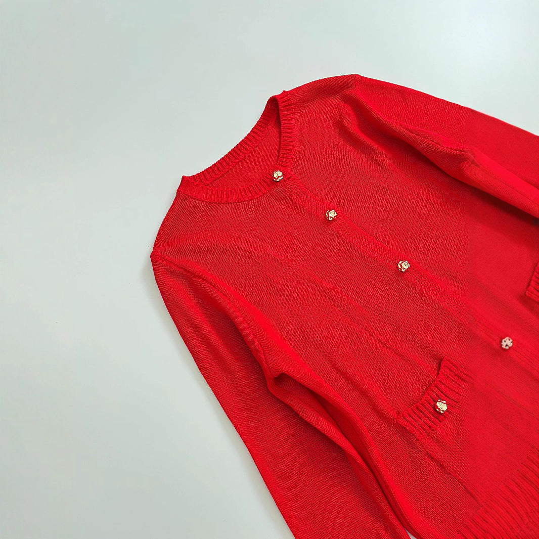 Damen elegante Strickjacke mit praktischen Taschen Drune