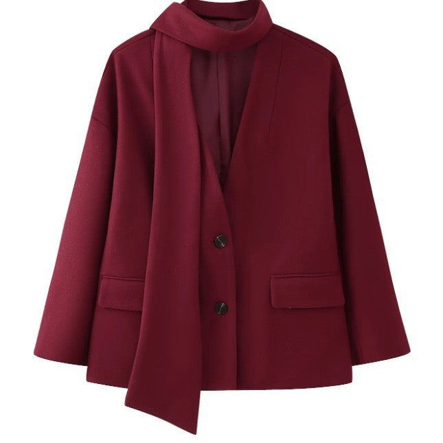 Damen Elegante Oversize-Jacke mit hohem Kragen und Taschen Drune